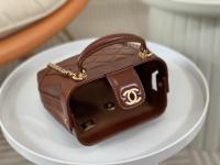 Chanel Shiny Lambskin Quilted Small Doctor Bag Brown