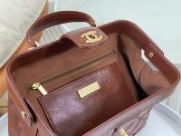 Chanel Shiny Lambskin Quilted Top Handle Mini Doctor Bag Brown