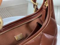 Chanel Shiny Lambskin Quilted Small Hobo Brown