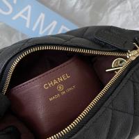 Chanel CC 25C Hobo Bag 21.5cm Top Handle White Grained Calfskin Black