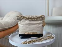 CHANEL Mini garbage bag smooth calf leather gradient leather double chain Grey