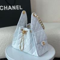 CHANEL Fine grained caviar calf leather 25C Faint White