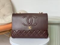 CHANEL New Big Bag Series Sheepskin with Large Logo Wine Red