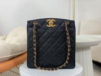 CHANEL 2022 new vintage bag cowhide caviar Black