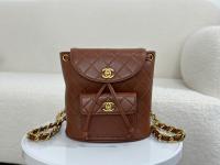 CHANEL Vintage Duma 2018 Gold Brown Backpack Brown