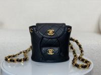 CHANEL Vintage Duma 2018 Gold Black Backpack Small Black