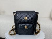CHANEL Vintage Duma 2018 Gold Brown Backpack Black