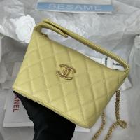 CHANEL Lunch box bag Hobo classic caviar cowhide Yellow