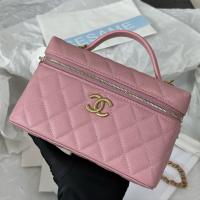 CHANEL Handle bag made of caviar cowhide leather Pink