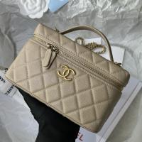 CHANEL Handle bag made of caviar cowhide leather Brown