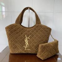 Saint Laurent Icare Medium Quilted Suede Leather Tote Bag Orange Saint Laurent Icare Medium Quilted Suede Leather Tote Bag Orange