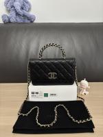 Chanel Shiny Caviar Quilted Strass CC Wallet On Chain WOC Black Chanel Shiny Caviar Quilted Strass CC Wallet On Chain WOC Black