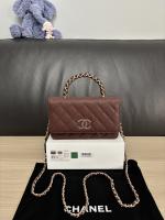 Chanel Shiny Caviar Quilted Strass CC Wallet On Chain WOC Brown Chanel Shiny Caviar Quilted Strass CC Wallet On Chain WOC Brown