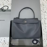 Balenciaga Rodeo Medium Leather Shoulder Bag Grey