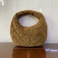 Saint Laurent Le 5 A 7 Small Embossed Suede Hobo Bag Brown Saint Laurent Le 5 A 7 Small Embossed Suede Hobo Bag Brown