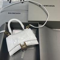 Balenciaga Hourglass XS black crocodile-embossed calfskin handbag